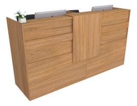 Balcão Recepção Caixa 201cm Louro Freijó - Linha Premium - Modelo 1.1