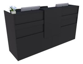 Balcão Recepção Caixa 210cm Preto - Linha Premium - Mod 1.1