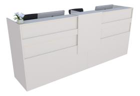 Balcão Recepção Caixa 221cm Branco - Linha Premium - Mod 1.1