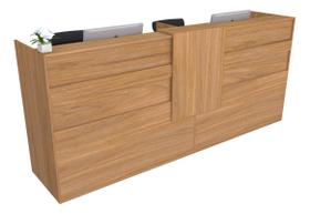 Balcão Recepção Caixa 223cm Louro Freijó - Linha Premium - Modelo 1.1