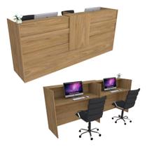 Balcão Recepção Caixa 234cm Freijó Syncro - Premium Mod 1.1