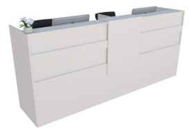 Balcão Recepção Caixa 236cm Branco - Linha Premium - Modelo 1.1