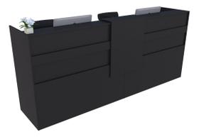 Balcão Recepção Caixa 236cm Preto - Linha Premium - Mod 1.1