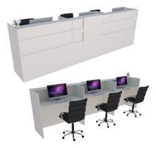 Balcão Recepção Caixa 263cm Branco - Linha Premium - Mod 1.1