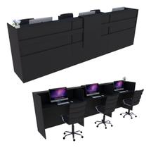 Balcão Recepção Caixa 333cm Preto - Linha Premium - Mod 1.1