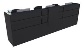 Balcão Recepção Caixa 333cm Preto - Linha Premium - Modelo 1.1