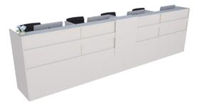 Balcão Recepção Caixa 424cm Branco - Linha Premium - Mod 1.1