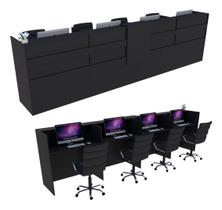 Balcão Recepção Caixa 430cm Preto - Linha Premium - Mod 1.1