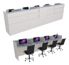 Balcão Recepção Caixa 600cm Branco - Linha Premium - Mod 1.1