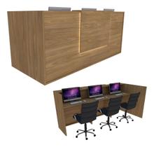 Balcão Recepção Caixa L 228cm Freijó Syncro LINHA BLACK 2.1