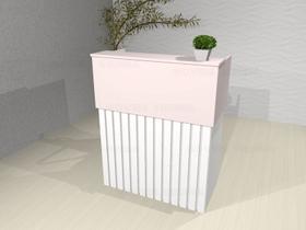 Balcão Recepção Ripado Rosa Milk Shake com branco Balcão Recepção Ripado Rosa Milk Shake com branco