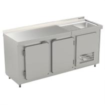 Balcão Refrigerado de Encosto com Pia 4102 - Aço Inox Comprimento 1.60m 651L Ar Forçado - PoloFrio