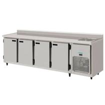 Balcão refrigerado de encosto em aço inox escovado com cuba 2,5m 220v kbsc - kofisa