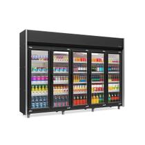 Balcao Refrigerado Expositor Vertical Geas-5p Preto 5 Portas 3,506Mt 220V - Gelopar