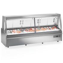 Balcão Refrigerado Peixaria GAPX-300 A - 3m Aço Inox Iluminação Led -2 a +7C 1546 Litros - Gelopar