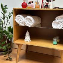 Balcão Retrô 1 Prateleira de Vidro cor Amêndoa