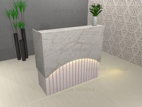 Balcão Ripado Recepção orgânico Rosa Milk Shake e marmorizado com LED Balcão Ripado Recepção orgânico Rosa Milk Shake e marmorizado com LED