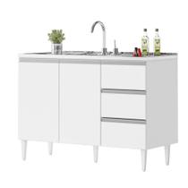 BALCÃO SALVADOR 1,20 MT 3 GAVETAS 2 PORTAS 100% MDF Branco