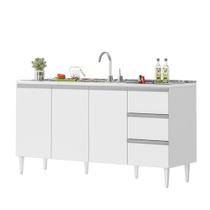 Balcão Salvador 1,60 Mt 3 Gavetas 3 Portas 100% Mdf Branco Balcão Salvador 1,60 Mt 3 Gavetas 3 Portas 100% Mdf Branco