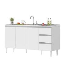 BALCÃO SALVADOR 1,60 MT 3 GAVETAS 3 PORTAS 100% MDF Branco