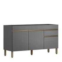 Balcão (Sem Tampo) 3 Portas 1 Gaveta Line Gris/Gris - SSX Multicoisas Balcão (Sem Tampo) 3 Portas 1 Gaveta Line Gris/Gris - SSX Multicoisas