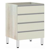 Balcão Sem Tampo Gaveteiro 60cm Lis Legno Crem e Kashmir