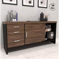 Balcão tamburato com gavetas ii - charuto/preto 6114