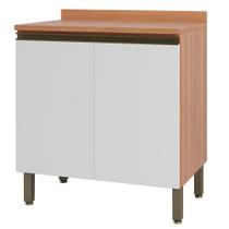 Balcão Telasul Macadâmia 800MM Com Tampo 2 Portas Freijó e Branco