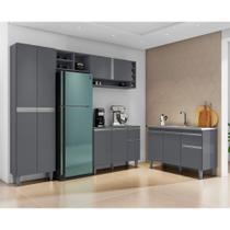 Balcão Turner 3 Portas + Cozinha Campbell Vol.2 c/ Nichos Cinza