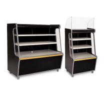 Balcão Vitrine Seco Art 100 Caixa 70 Preto Kit2pç Fx Amarelo