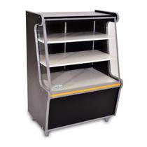 Balcão Vitrine Seco Expositor Art 70 Preto Faixa Amarelo