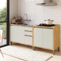 Balcões de Cozinha 4 Portas e 3 Gavetas 1 Tampo 200cm 100% MDF Barbados Espresso Móveis Balcões de Cozinha 4 Portas e 3 Gavetas 1 Tampo 200cm 100% MDF Barbados Espresso Móveis