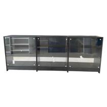 Balcões Mdf + Vidro Expositor Lojas E Comércios Preto Com 3 - Suprema Móveis