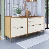 Balcões para Cozinha 3 Portas Basculantes 4 Gavetas e Tampos 200cm 100% MDF Vicenza Espresso Móveis