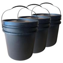 Balde 16L Novo Preto Reciclado - 3 Pçs