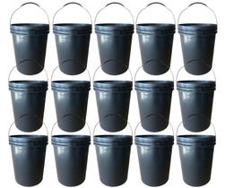 Balde 20L Preto Reciclado - 15 Pçs