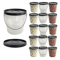 Balde 3,2 Litros Transparente Para Cacau Em Pó - 15 Pçs Balde 3,2 Litros Transparente Para Cacau Em Pó - 15 Pçs