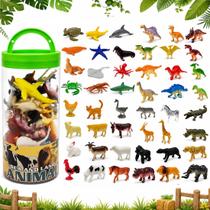 Balde 48 Animais Bichos da Fazenda Marinhos Dinossauros e Safari Planeta Animal
