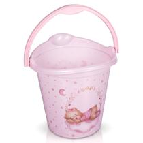 Balde 8 Litros Bebê Ursa Rosa Menina Baldinho Infantil Organização