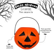 Balde Abóbora Grande Decoração Halloween Cesto