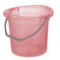 Balde água graduado grande resistente 11l transparente rosa