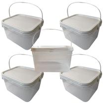 Balde Alça Plastica Para Pinceis Transparente 2.4L-Kit 5 Pçs