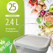 Balde Alimentício 2.4 Litros transparente 25 Peças