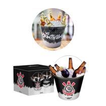 Balde Alumínio Gelo Grande Preto Escudo Corinthians Cerveja Balde Alumínio Gelo Grande Preto Escudo Corinthians Cerveja