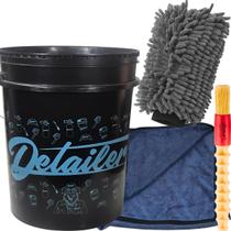 Balde Azul 19 LItros para Lavagem Automotiva Toalha Secagem Luva