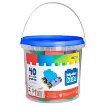 Balde Blocks Kids 40 Peças Azul - Map Toy