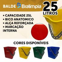 Balde Bralimpia Plástico 25 Lts Profissional Cor A Escolher