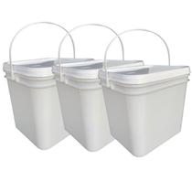 Balde Branco Grande De 3.6 Lts Tampa Lacre Lacre - 3 Pçs