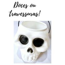 Balde caveira branca Grande Decoração Halloween acessório Balde caveira branca Grande Decoração Halloween acessório