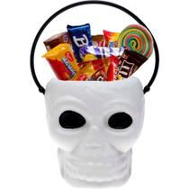 Balde Caveira Branco para Halloween dia das Bruxas Mortos